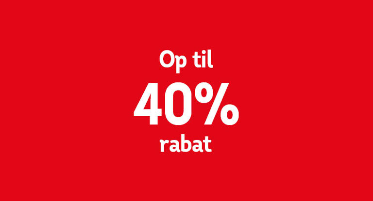 Skilt med op til 40% rabat-tilbud